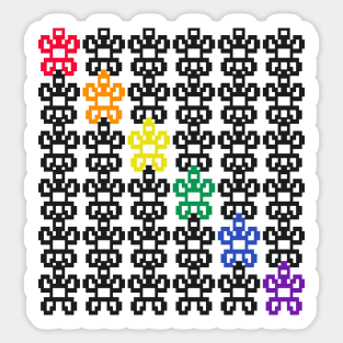 Pixelated Flower Rainbow Pattern Sticker